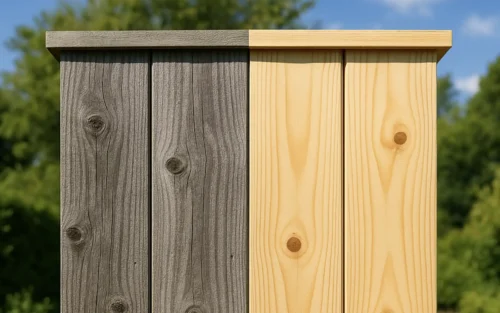 Ubehandlet treverk som er vasket med SoftWash metoden